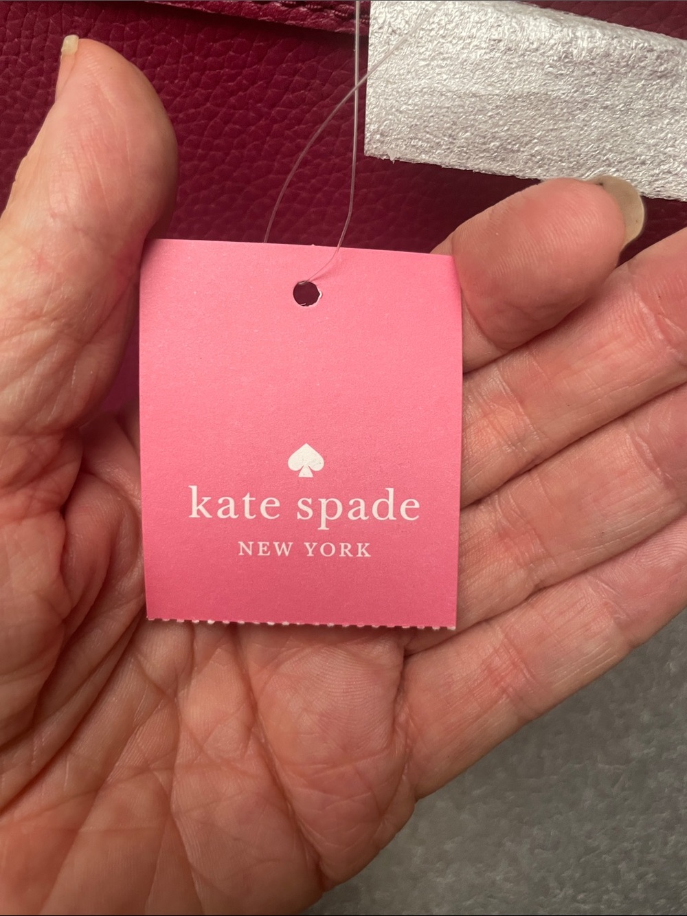 kate spade deep pink Pebbled Leather Bow Tassel Hayes Small Satchel Shoulder Bag - Picture 8 of 8